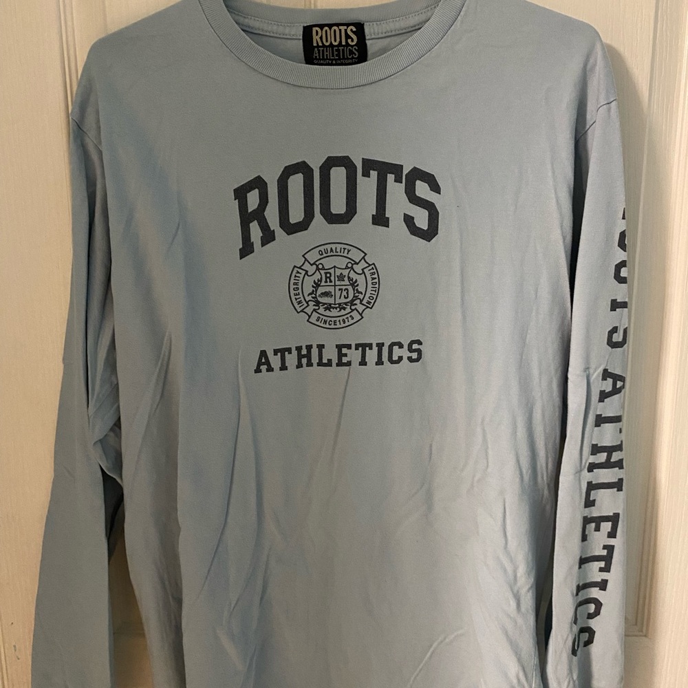 Roots Athletics long sleeve shirt - size L - blue - Vintage
